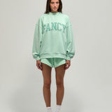 Oversized Terry Gingham Mockneck - Robin