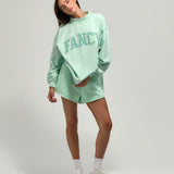 Oversized Terry Gingham Mockneck - Robin