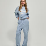 French Terry Straight Leg Drawstring Pants - Bluebell