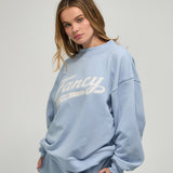 Oversized Terry Varsity Mockneck - Bluebell
