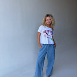 Hamptons Boyfriend Crop Top - White
