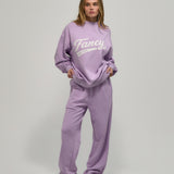Terry Straight Leg Drawstring Pants - Lilac