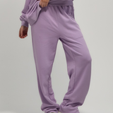 Terry Straight Leg Drawstring Pants - Lilac