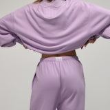 Terry Straight Leg Drawstring Pants - Lilac