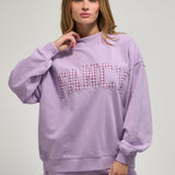 Oversized Terry Gingham Mockneck - Lilac