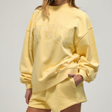 Oversized Terry Gingham Mockneck - Daffodil