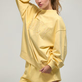 Oversized Terry Gingham Mockneck - Daffodil