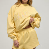 Oversized Terry Gingham Mockneck - Daffodil