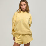 Oversized Terry Gingham Mockneck - Daffodil
