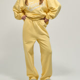 French Terry Straight Leg Drawstring Pants - Daffodil