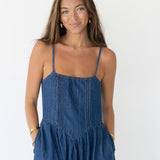 Lane Open Back Denim Midi Dress - Denim