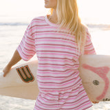 Fancy Striped Towel Terry Shorts - Magenta