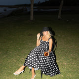 Aurora  Sweetheart Polka Dot Midi Dress - Black