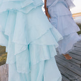 Camellia Floral Ruffle Maxi Dress - Aqua