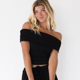 Sarah Off The Shoulder and Pants Set - Black