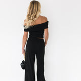 Sarah Off The Shoulder and Pants Set - Black