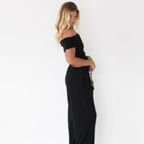 Sarah Off The Shoulder and Pants Set - Black