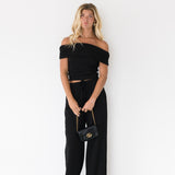 Sarah Off The Shoulder and Pants Set - Black