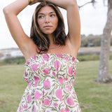 Adriane Strapless Top - White/Pink/Green