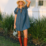 Aria Denim Mini Dress - Indigo Denim