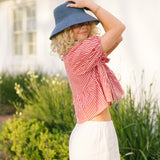 Lydia Peter Pan Collar Blouse - Red/White Striped