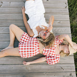 Tia Gingham Shorts - Red