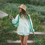 Oversized Terry Varsity Mockneck - Robin