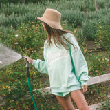 Oversized Terry Varsity Mockneck - Robin