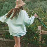 Oversized Terry Varsity Mockneck - Robin
