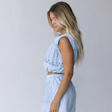 Natalie Eyelet Shorts - Lt Blue