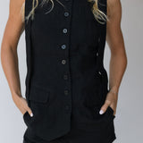 Georgia Linen Shorts - Black