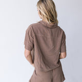 Paige Linen Short Set-Brown