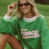 Oversized Terry Varsity Mockneck - Fairway Green
