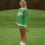 Oversized Terry Varsity Mockneck - Fairway Green