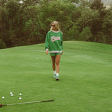 Oversized Terry Varsity Mockneck - Fairway Green