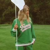 Oversized Terry Varsity Mockneck - Fairway Green