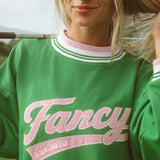 Oversized Terry Varsity Mockneck - Fairway Green