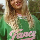 Oversized Terry Varsity Mockneck - Fairway Green