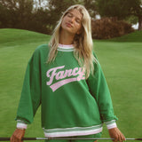 Oversized Terry Varsity Mockneck - Fairway Green