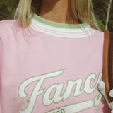 Oversized Terry Varsity Mockneck - Azalea Pink