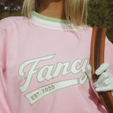Oversized Terry Varsity Mockneck - Azalea Pink