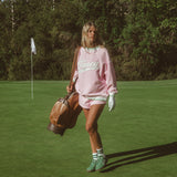 Oversized Terry Varsity Mockneck - Azalea Pink