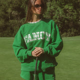 Oversized Terry Par Plaid Mockneck - Fairway Green