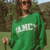 Oversized Terry Par Plaid Mockneck - Fairway Green