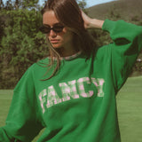 Oversized Terry Par Plaid Mockneck - Fairway Green