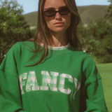 Oversized Terry Par Plaid Mockneck - Fairway Green
