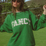 Oversized Terry Par Plaid Mockneck - Fairway Green