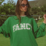 Oversized Terry Par Plaid Mockneck - Fairway Green