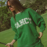 Oversized Terry Par Plaid Mockneck - Fairway Green