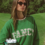 Oversized Terry Par Plaid Mockneck - Fairway Green